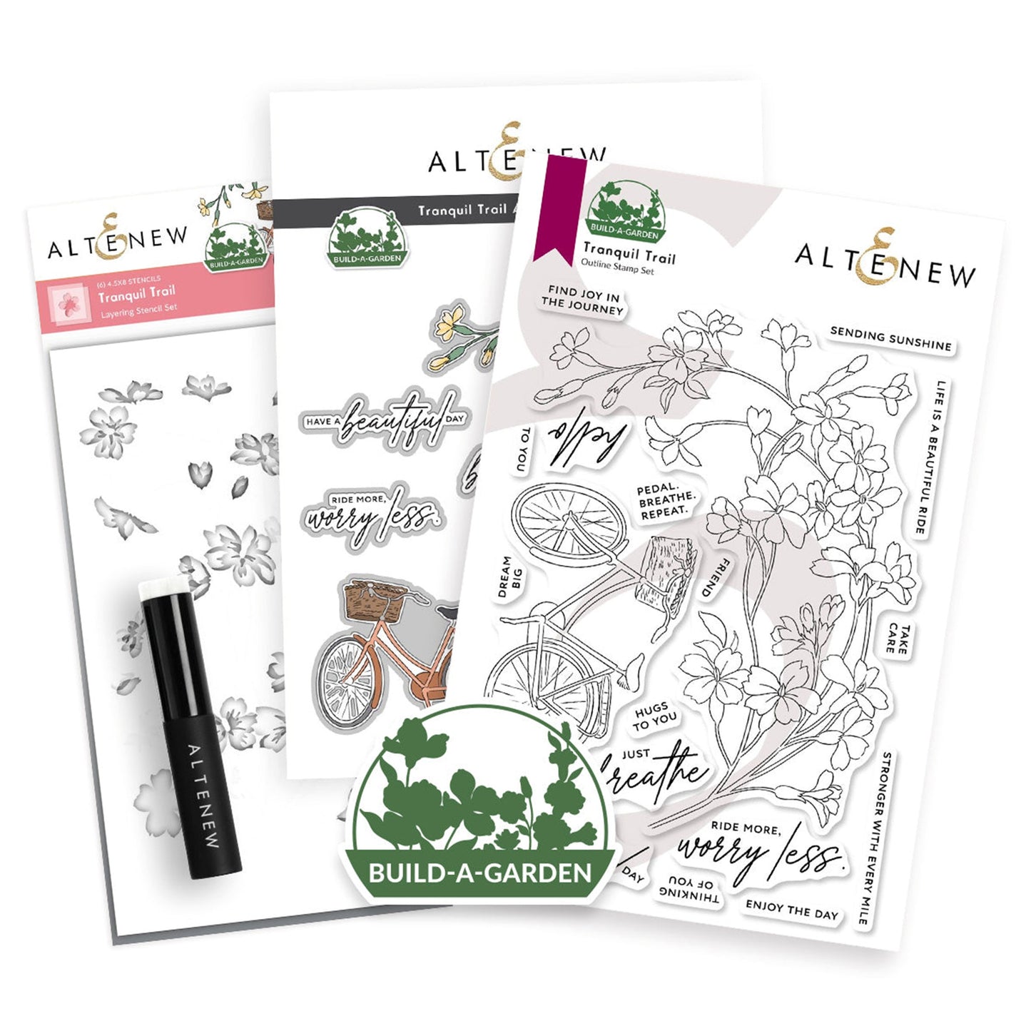 Altenew - Build A Garden - Tranquil Trail (stamp, stencil and blending brush***