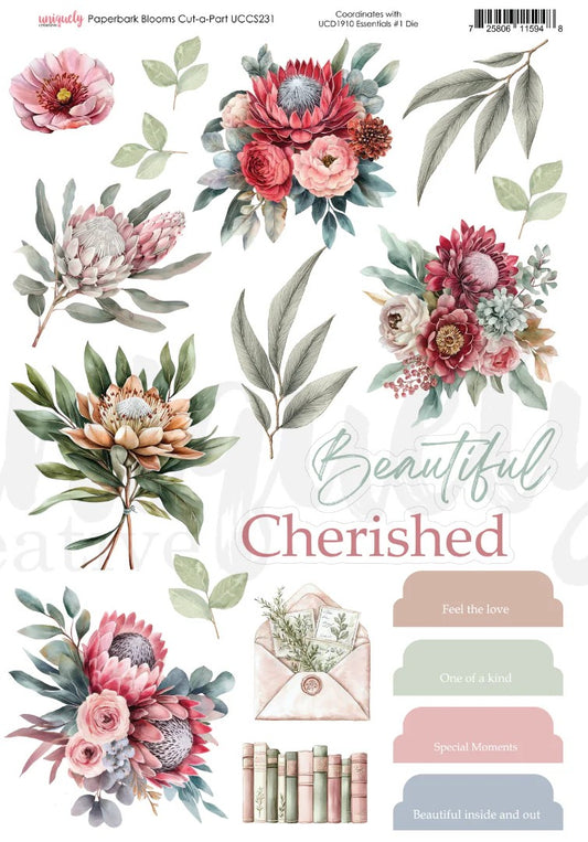 Uniquely Creative - Paperbark Blooms Cut-A-Part Sheet-uccs231