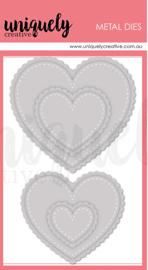 Uniquely Creative - Stitched Nesting and Scalloped Hearts Die-2117