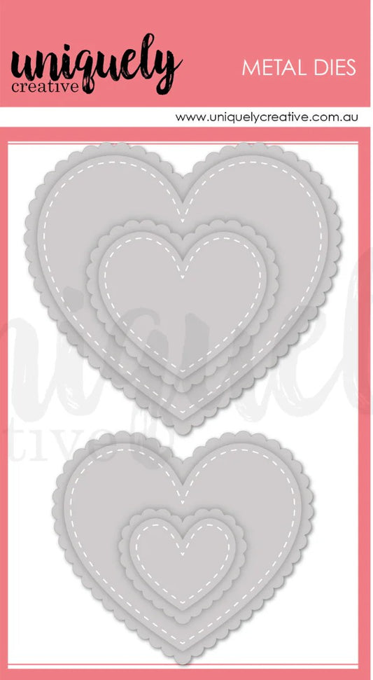 Uniquely Creative - Stitched Nesting and Scalloped Hearts Die-2117