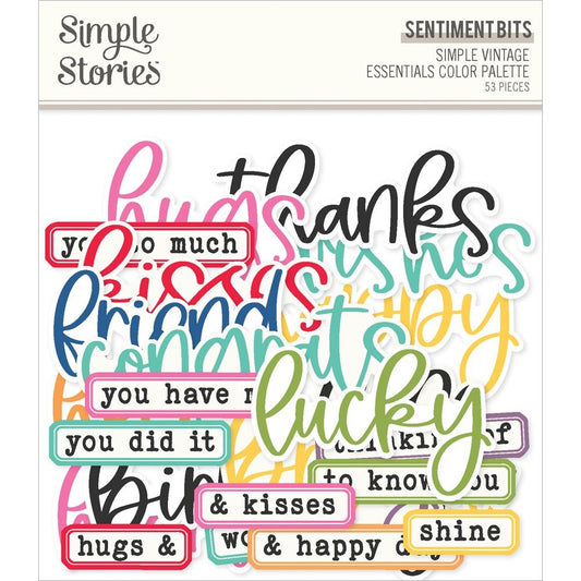 Simple Stories Essentials Color Palette - Bits & Pieces Die-cuts - Sentiments VCP22249