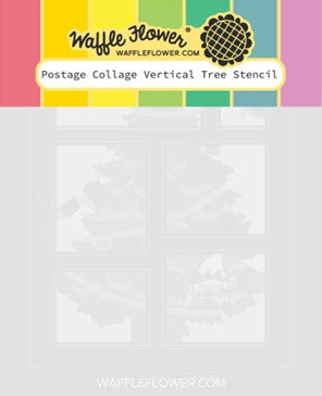 Waffle Flower - Postage Collage Vertical Tree Stencil