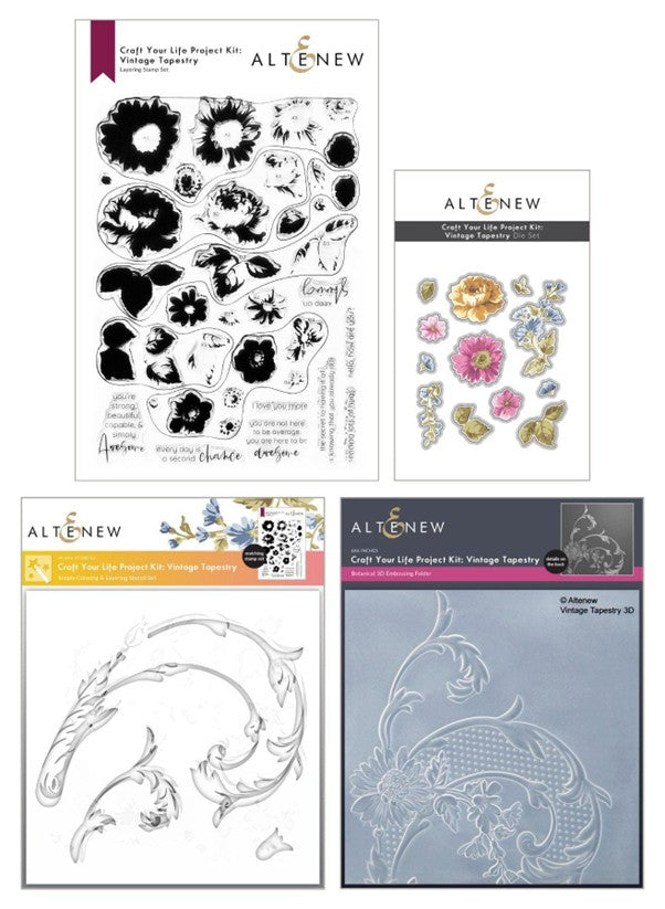 Altenew - Craft Your Life - Vintage Tapestry stamp, die, stencil and embossing folder set