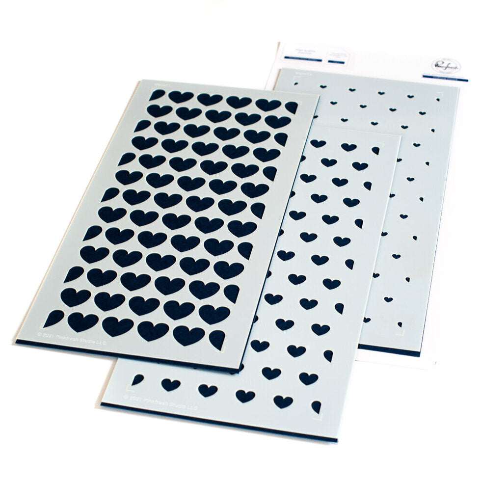 PinkFresh Studio - Slimline Stencil Builder - Hearts 123421