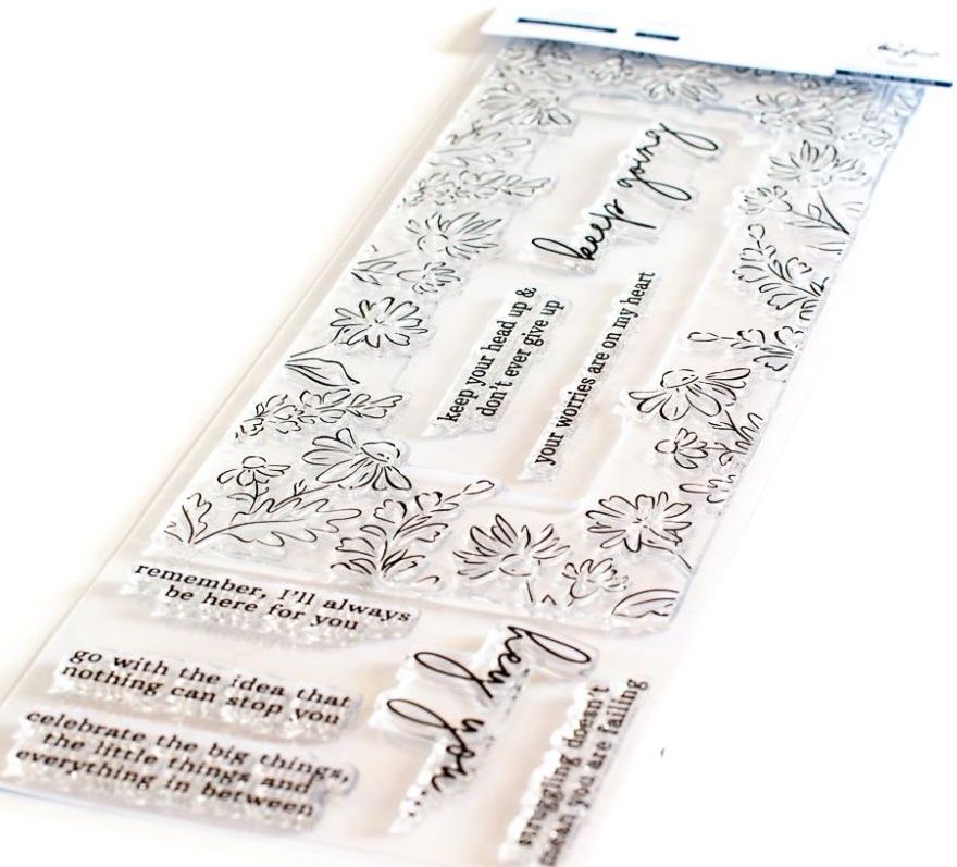 Pinkfresh Studio - 123521/123721 - Daisy Slimline Frame (stamp & stencil set) - out of stock