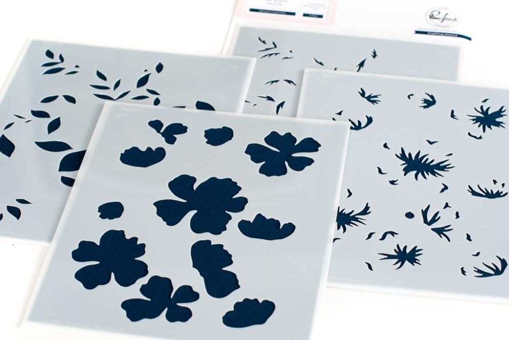 PinkFresh - 144922 Delicate Floral Print Layering Stencil