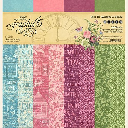 Graphic 45 - 4501872 Bloom 12x12 Patterns & Solids Pad