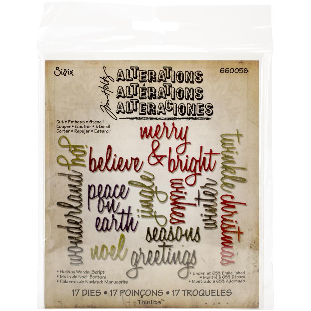 Tim Holtz / Sizzix 660058 Holiday Script Words*