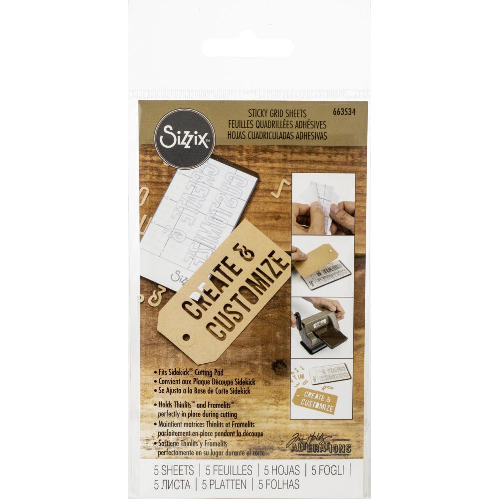 Sizzix Sticky Grid Sheets 5/Pkg Inspired By Tim Holtz (663534)