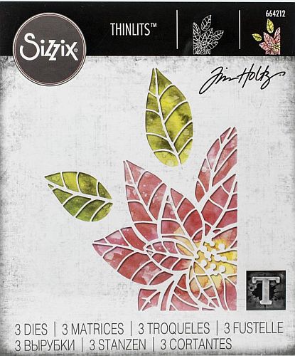 Tim Holtz / Sizzix 664212 - Poinsettia Pieces (thinlits die set)*