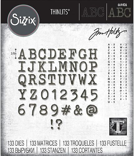 Tim Holtz / Sizzix 664406 Alphanumeric Tiny Type Uppercase - out of stock