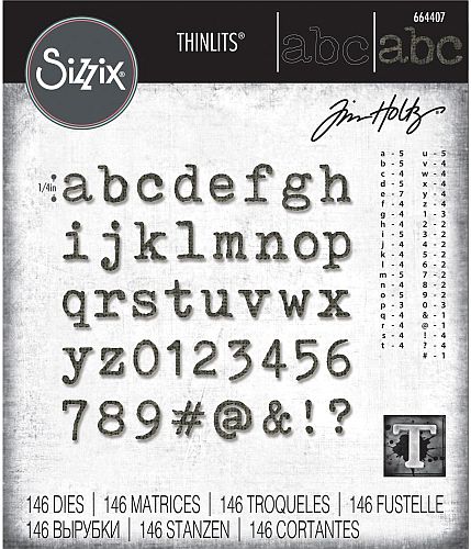 Tim Holtz / Sizzix 664407 Alphanumeric Tiny Type Lowercase*