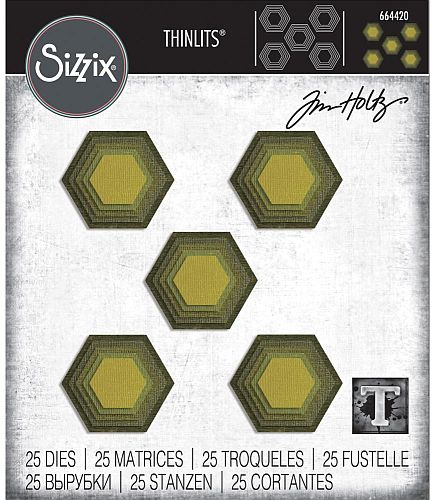 Tim Holtz / Sizzix 664420 Stacked Tiles - Hexagon Thinlits set*