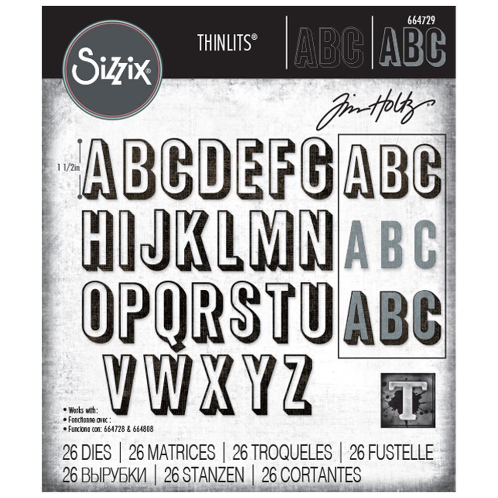 Tim Holtz / Sizzix 664729 Alphanumeric Shadow Upper* out of stock