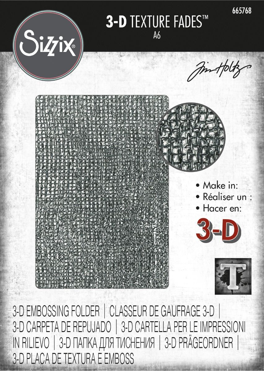 Sizzix / Tim Holtz - 665768 3-D Texture Fades Embossing Folder - Woven