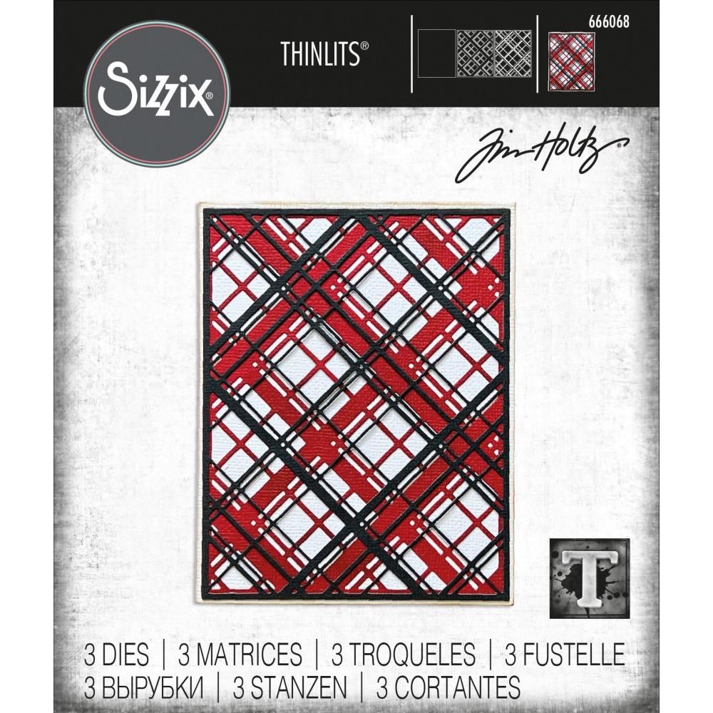 Tim Holtz / Sizzix 666068 Layered Plaid Thinlits die set*