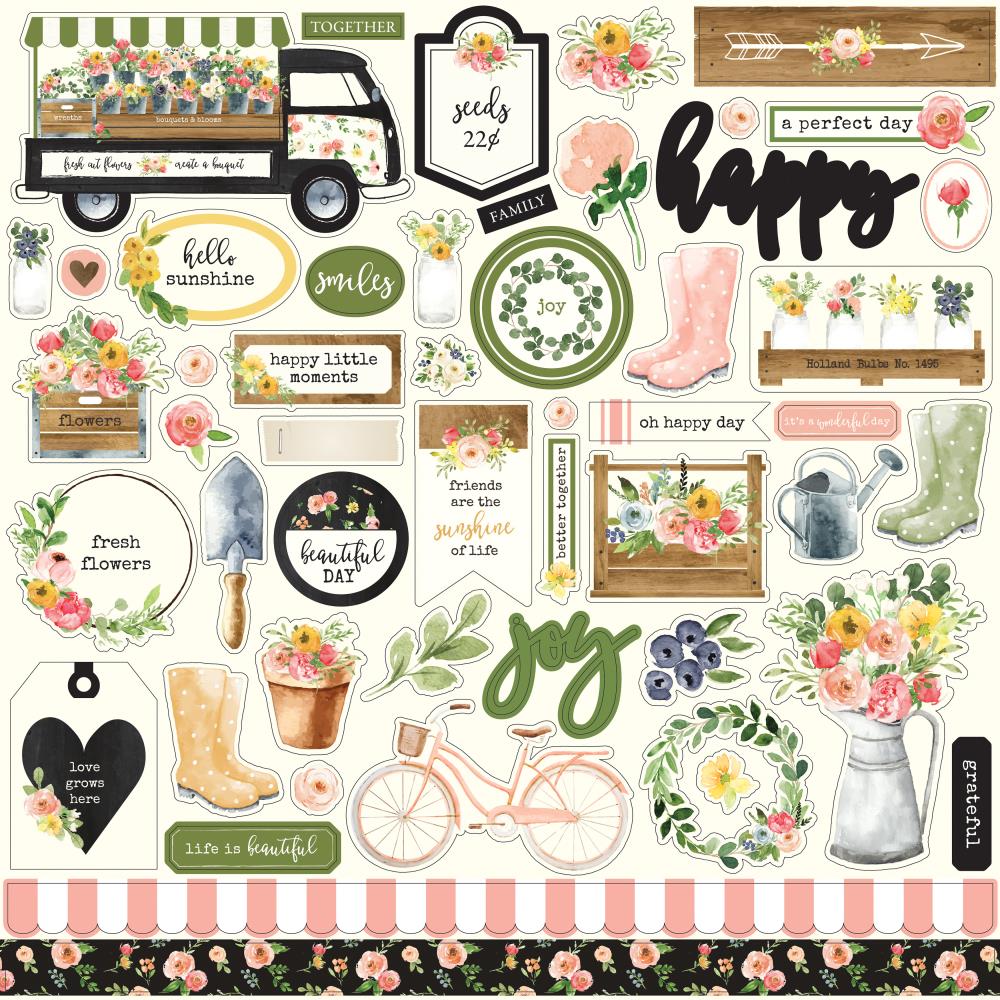 Carta Bella - Spring Market - Cardstock Stickers 12x12" - Elements (CBSM8014)