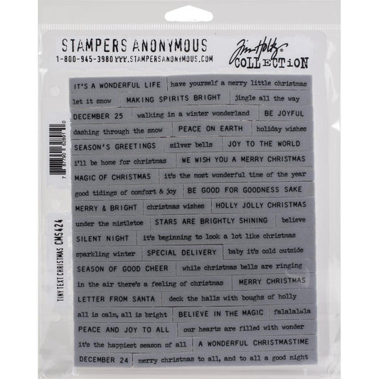 Tim Holtz/Stampers Anonymous CMS LG394Tiny Text Christmas out of stock