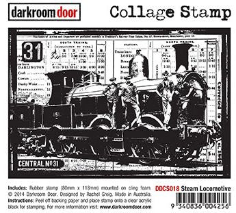 Darkroom Door - Collage Stamp - DDCS018 Steam Locomotive-*