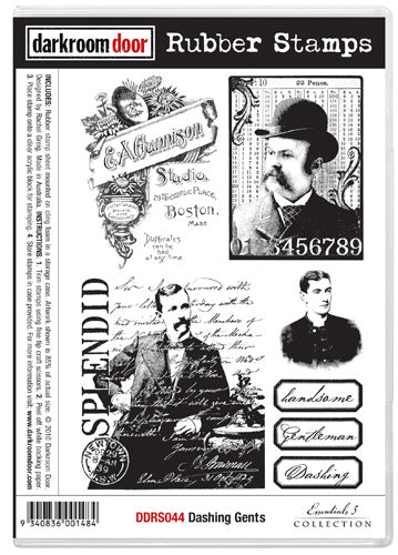 Darkroom Door DDRS044 Dashing Gents Rubber Stamp Set*