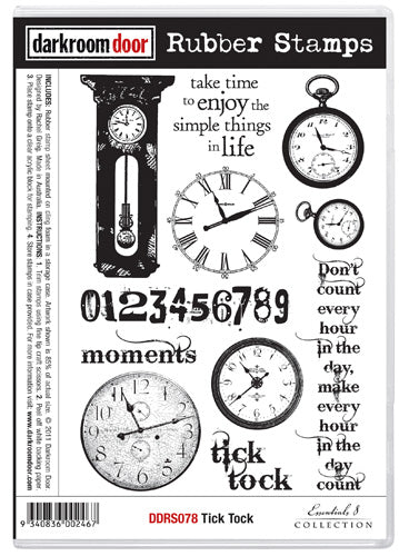 Darkroom Door DDRS078 Tick Tock Rubber Stamp Set*