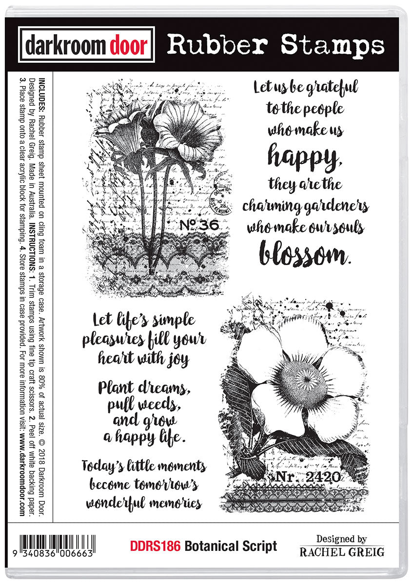 Darkroom Door Rubber Stamp Set DDRS186 Botanical Script*