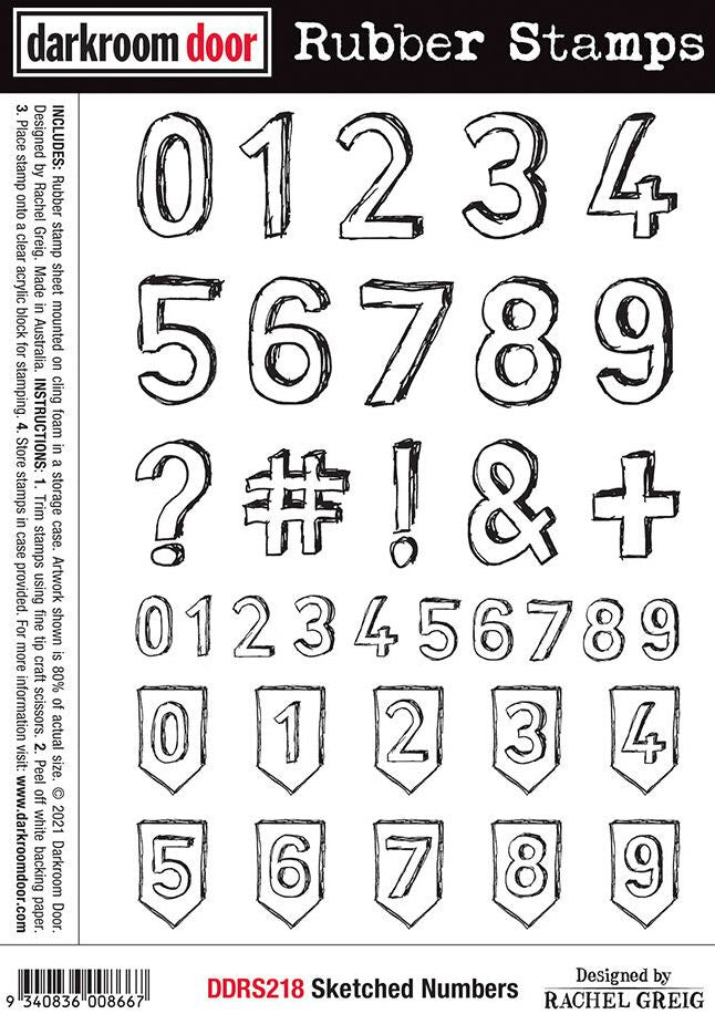 Darkroom Door Rubber Stamp Set - DDRS218 Sketched Numbers