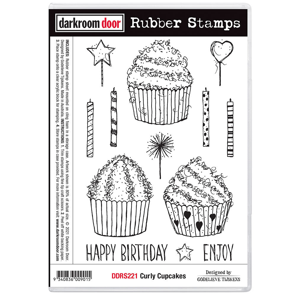 Darkroom Door Rubber Stamp Set - DDRS221 Curly Cupakes*