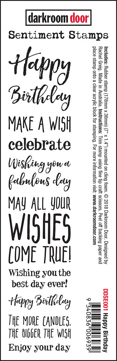 Darkroom Door - DDSE001 Happy Birthday Sentiment Stamps* 1 only