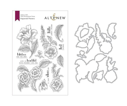 Altenew - Engraved Flowers (stamp and die bundle)- out of stock