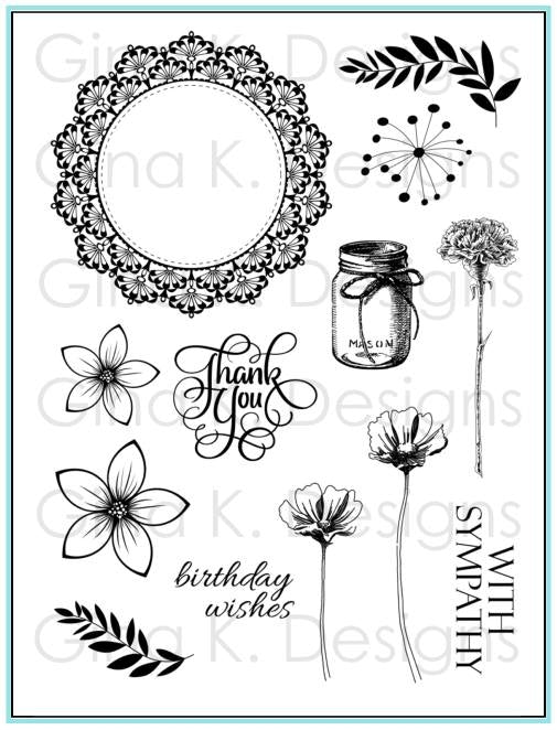 Gina K Designs - Frame and Flowers 1 & Frame and Flowers 2 - $36.00 each
