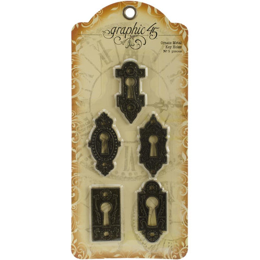 Graphic 45 Staples Ornate Metal Key Holes 5/Pkg (G4500546) - sold out
