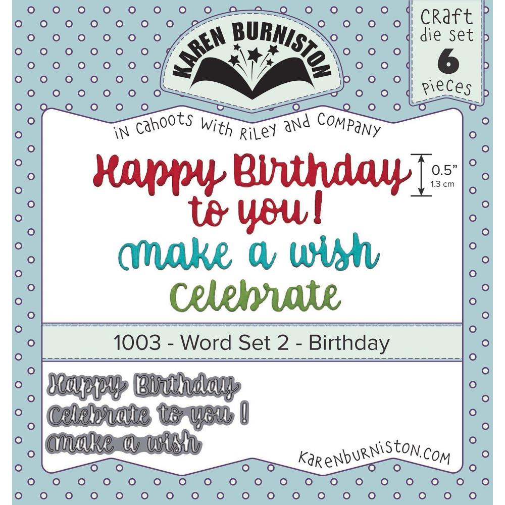 Karen Burniston - KBR1003 Word Set 2 - Birthday die set..