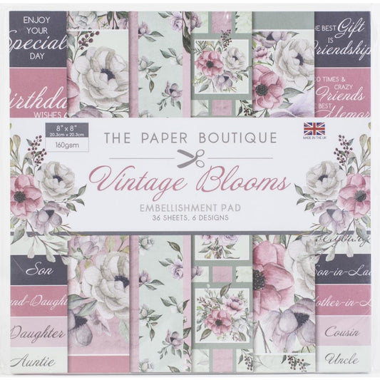 The Paper Boutique - PB1431 Vintage Bloom Embellishments 8x8 Paper pad