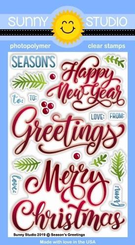 Sunny Studio Stamps - SS243/SSDIE222 Seasons Greetings Stamp and Word die set