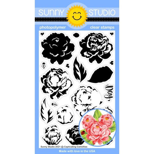 Sunny Studio Stamps - Captivating Camellias stamp & die set