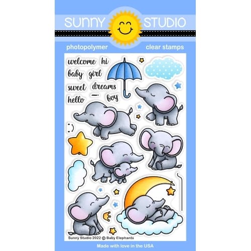 Sunny Studio Stamps - Baby Elephants stamp & die set - sold out