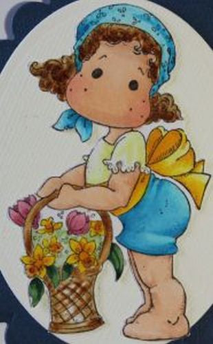 Magnolia Rubber Stamp - Tilda with Daffodil Basket