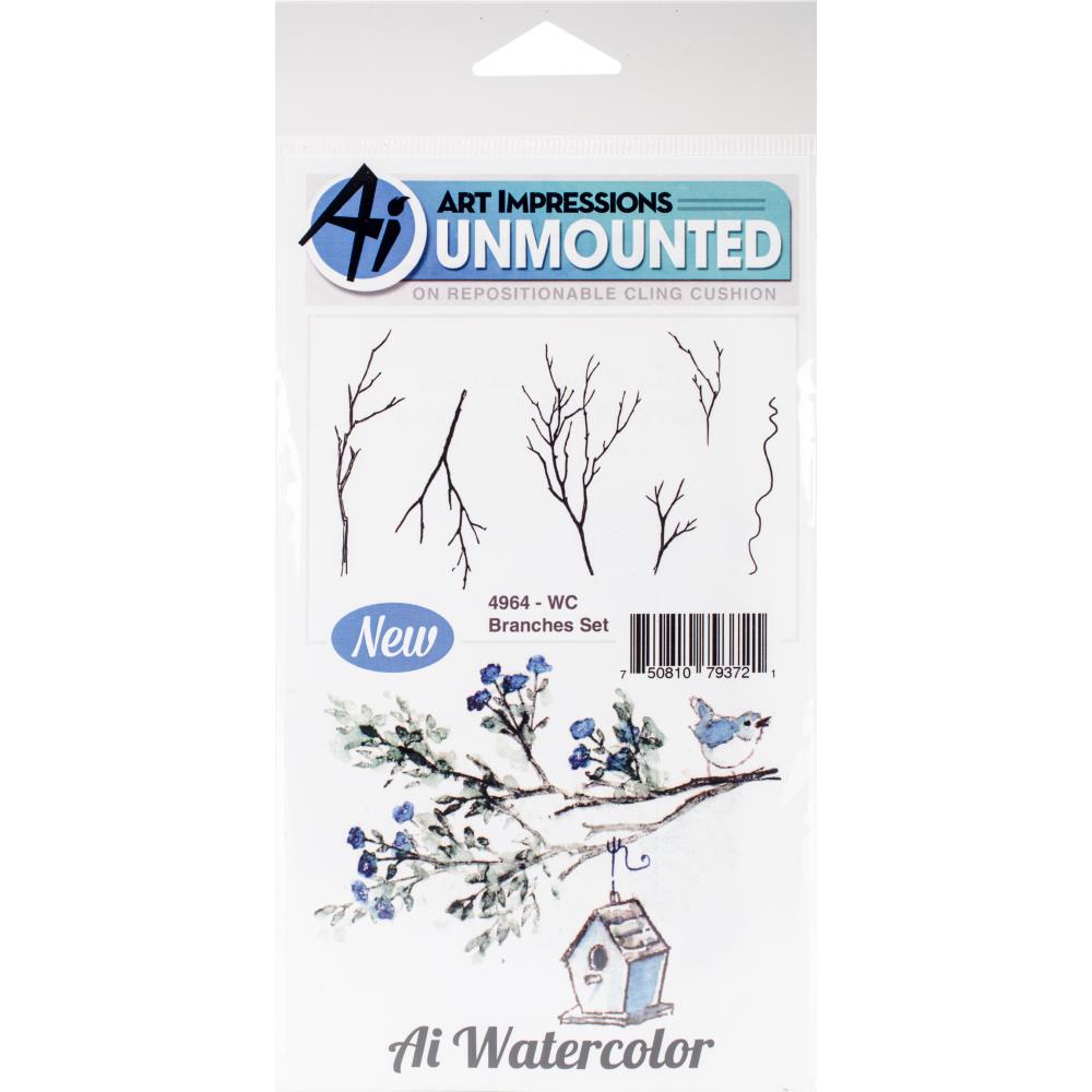 Art Impressions - WC4964 branches - watercolour cling rubber stamp - sold out